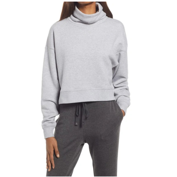 Ninety Percent Top Scrunch Neck Sweatshirt Gray Sz XXS NEW NWT N24 - Picture 1 of 2